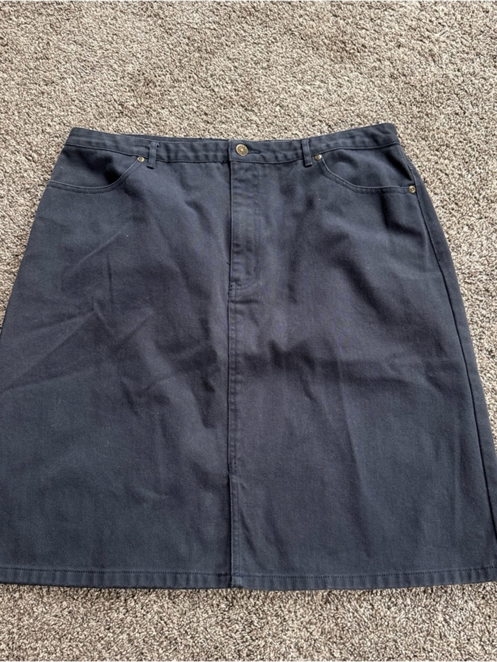 Eddie Bauer Womens 18 100% Cotton Midi Skirt with Front Seam Jean Denim Gray EUC